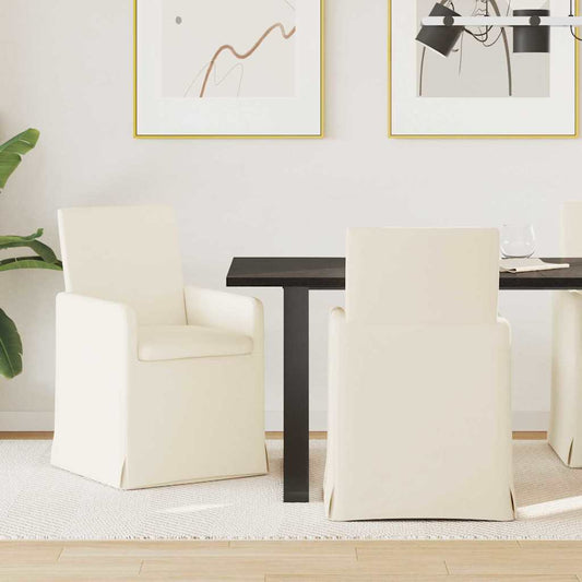 Dining Chairs with Wheels 2 pcs Beige 57 x 67 x 95 cm Linen