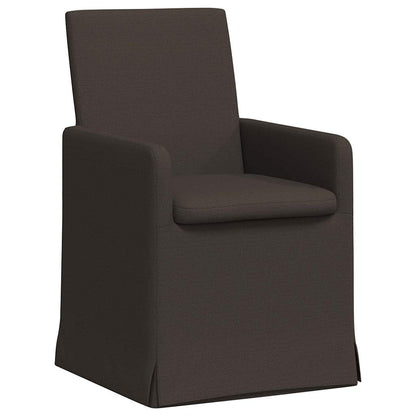 Dining Chairs with Wheels 2 pcs Dark grey 57 x 67 x 95 cm Linen