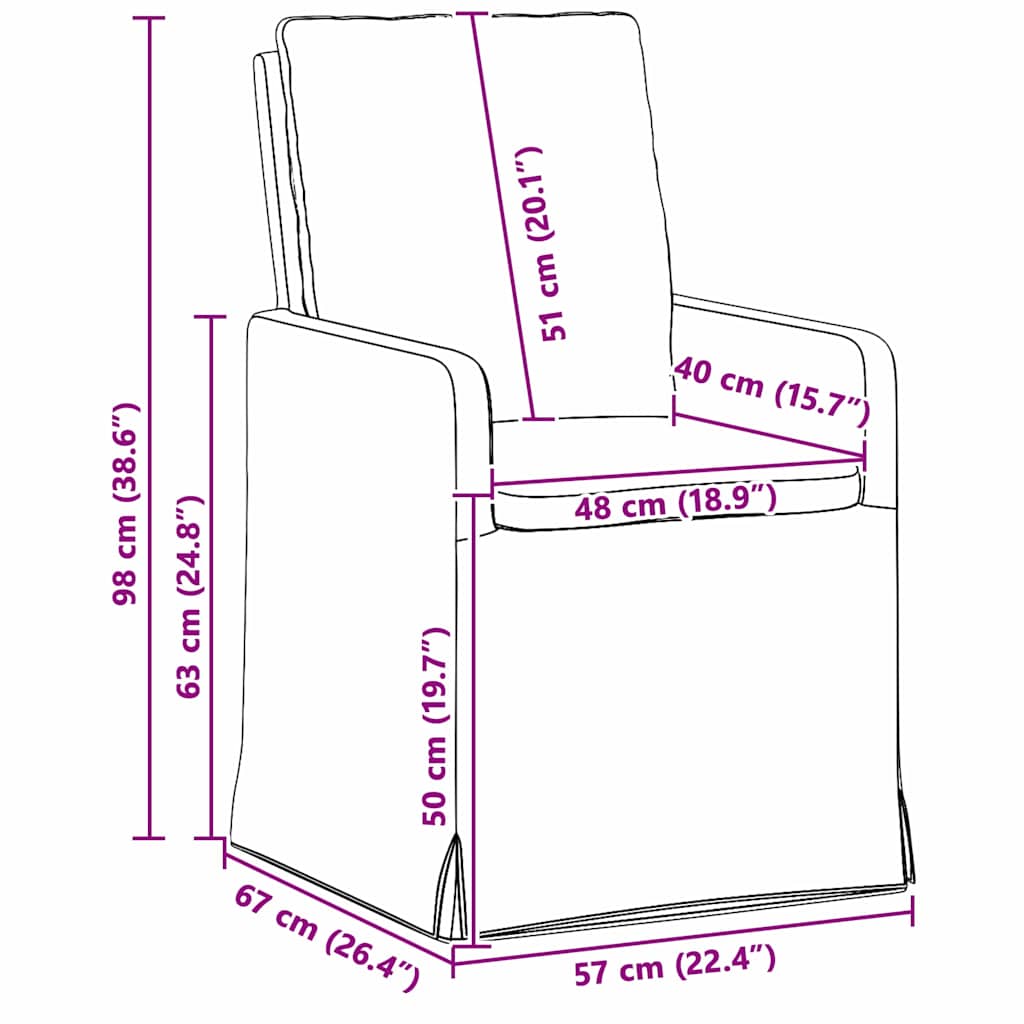 Dining Chairs 2 pcs Light grey 57 x 67 x 98 cm Fabric