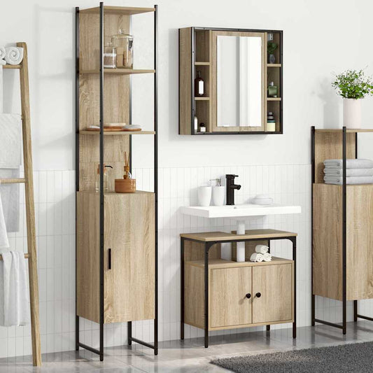 Bathroom Furniture Set 3 pcs Sonoma oak 33 x 33 x 185.5 cm