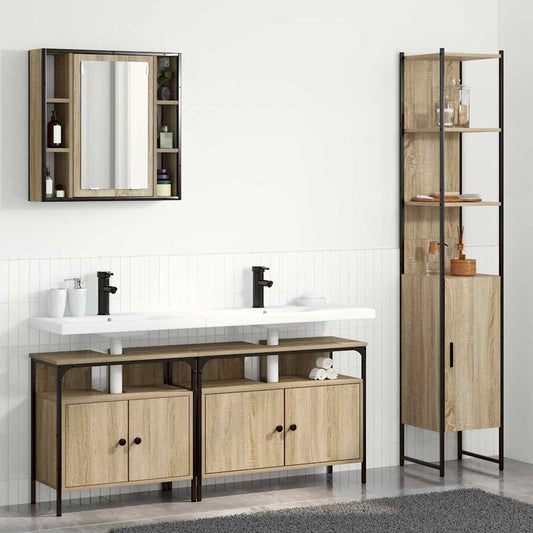 Bathroom Furniture Set 4 pcs Sonoma oak 33 x 33 x 185.5 cm