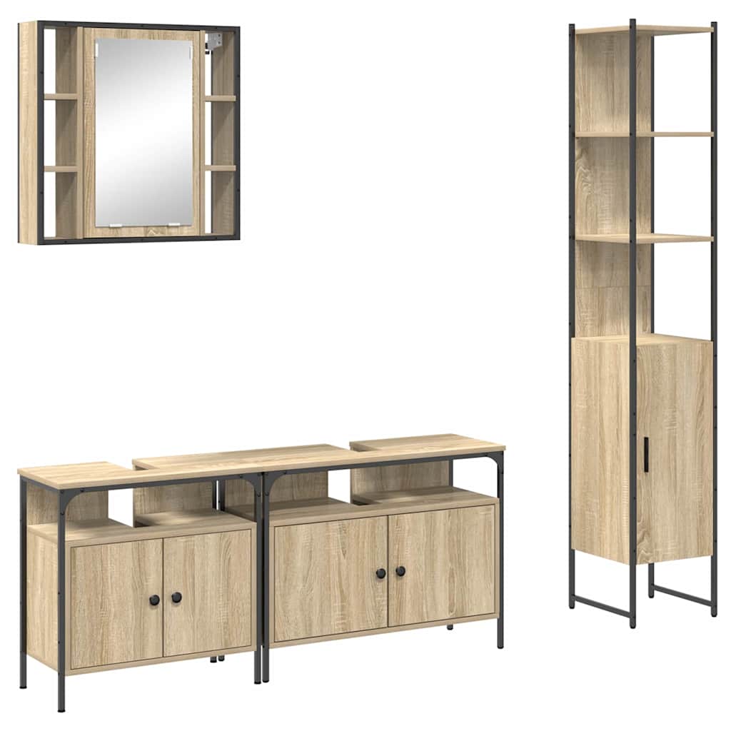 Bathroom Furniture Set 4 pcs Sonoma oak 33 x 33 x 185.5 cm