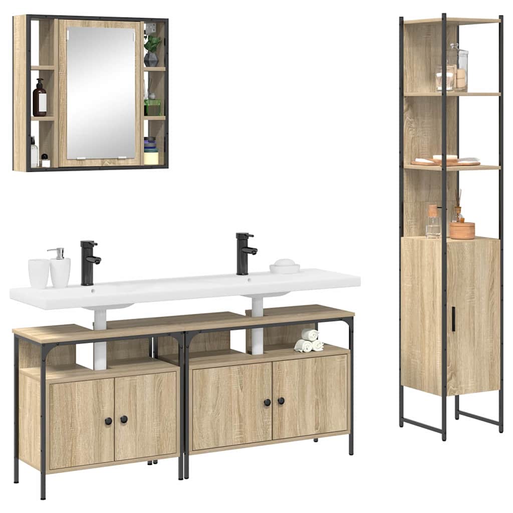 Bathroom Furniture Set 4 pcs Sonoma oak 33 x 33 x 185.5 cm