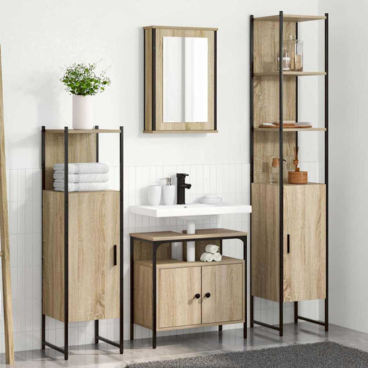 Bathroom Furniture Set 4 pcs Sonoma oak 33 x 33 x 185.5 cm