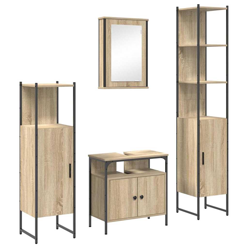 Bathroom Furniture Set 4 pcs Sonoma oak 33 x 33 x 185.5 cm