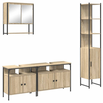 Bathroom Furniture Set with Shelf 4 pcs Sonoma oak Medium