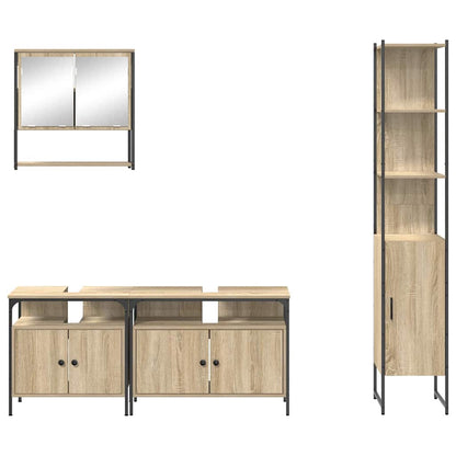 Bathroom Furniture Set with Shelf 4 pcs Sonoma oak Medium