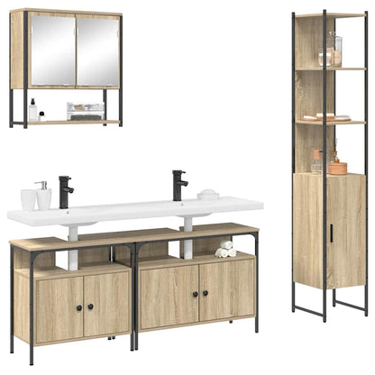Bathroom Furniture Set with Shelf 4 pcs Sonoma oak Medium