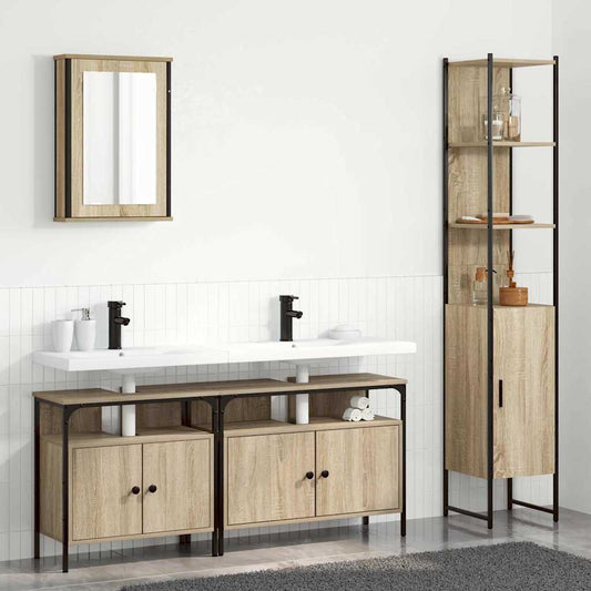 Bathroom Furniture Set 4 pcs Sonoma oak 33 x 33 x 185.5 cm