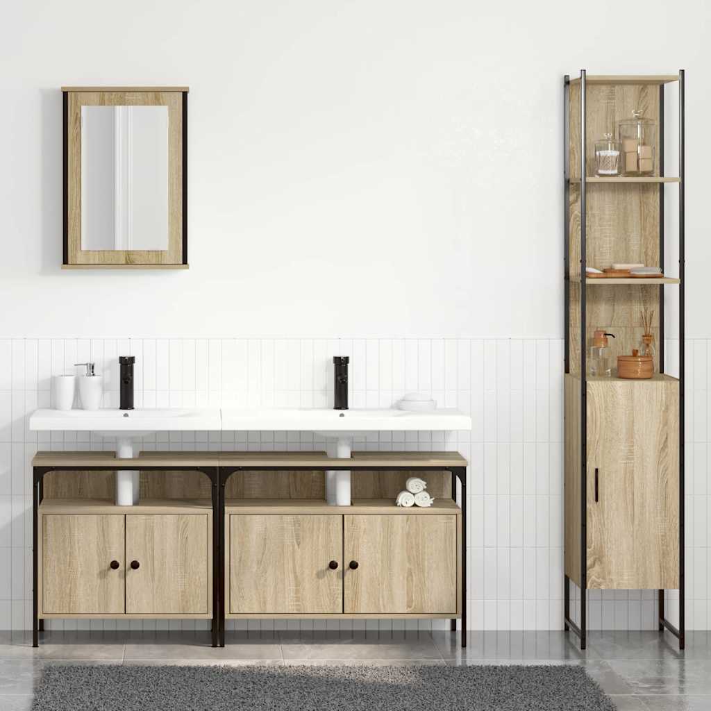 Bathroom Furniture Set 4 pcs Sonoma oak 33 x 33 x 185.5 cm