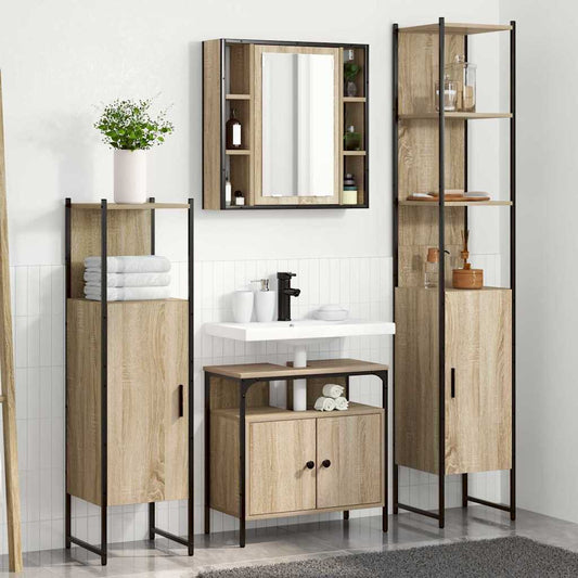 Bathroom Furniture Set 4 pcs Sonoma oak 33 x 33 x 185.5 cm