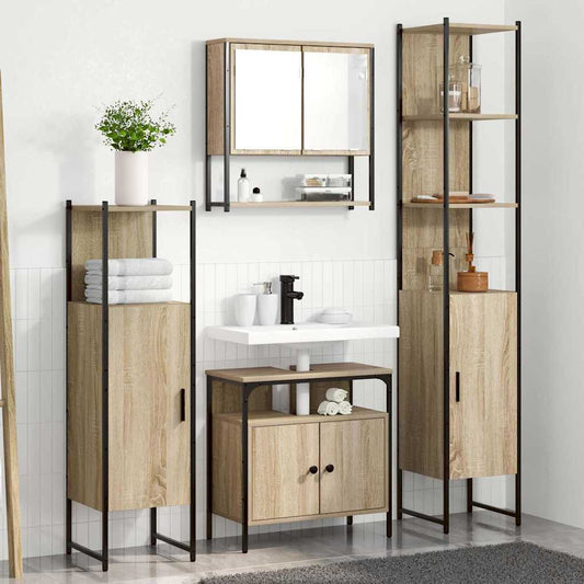 Bathroom Furniture Set 4 pcs Sonoma oak 33 x 33 x 185.5 cm