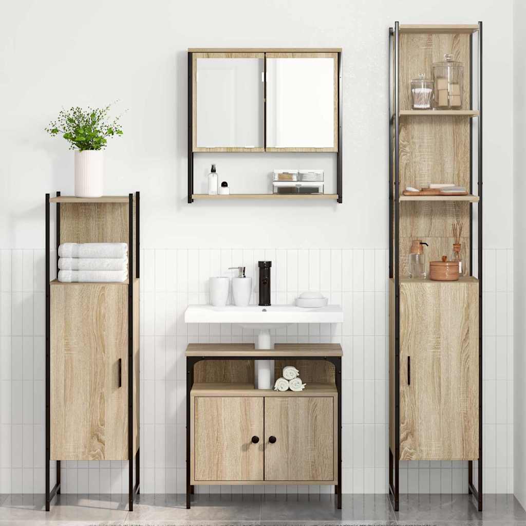 Bathroom Furniture Set 4 pcs Sonoma oak 33 x 33 x 185.5 cm