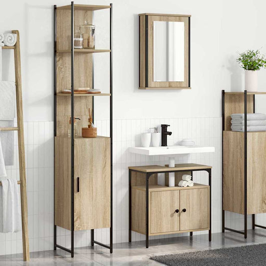Bathroom Furniture Set 3 pcs Sonoma oak 33 x 33 x 185.5 cm