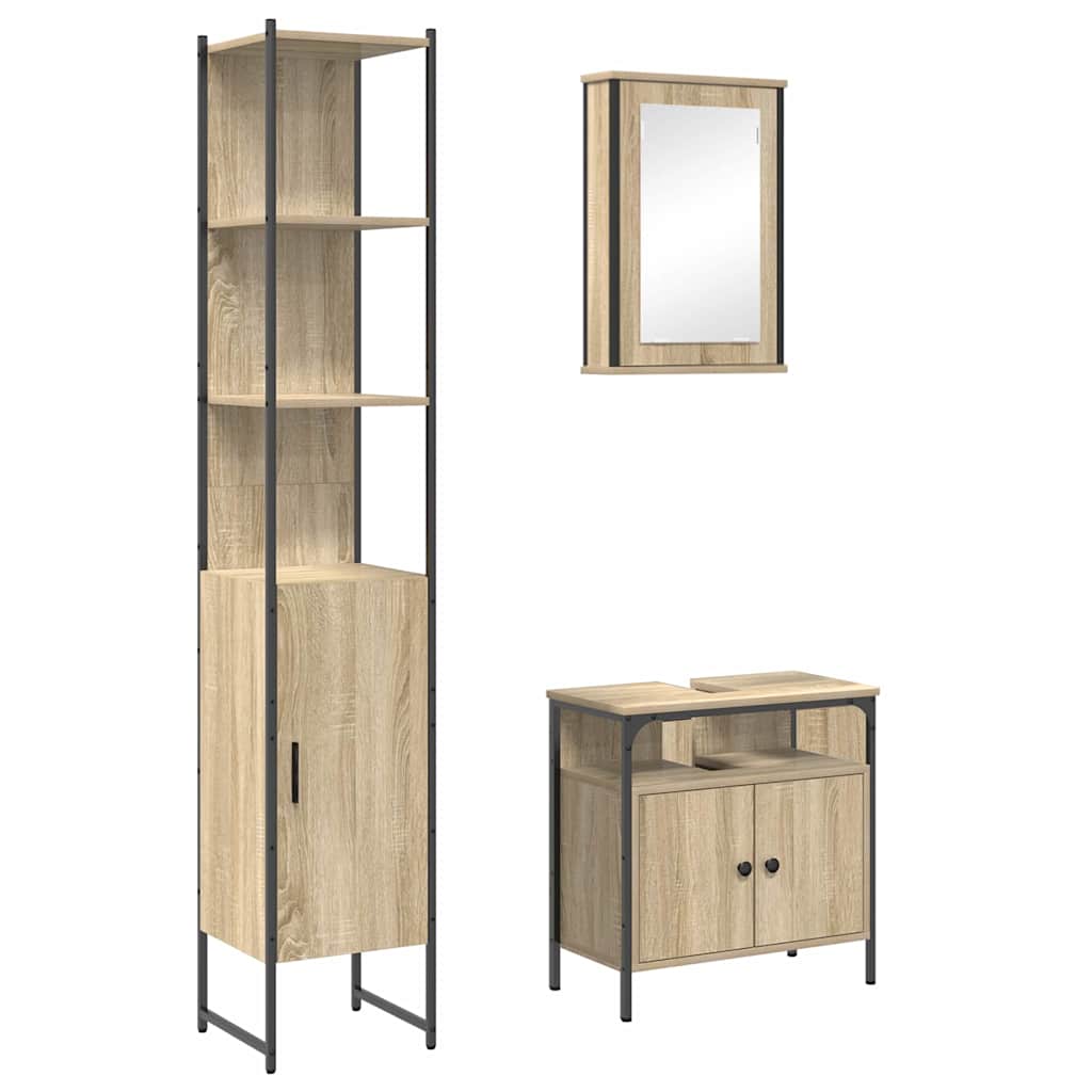 Bathroom Furniture Set 3 pcs Sonoma oak 33 x 33 x 185.5 cm