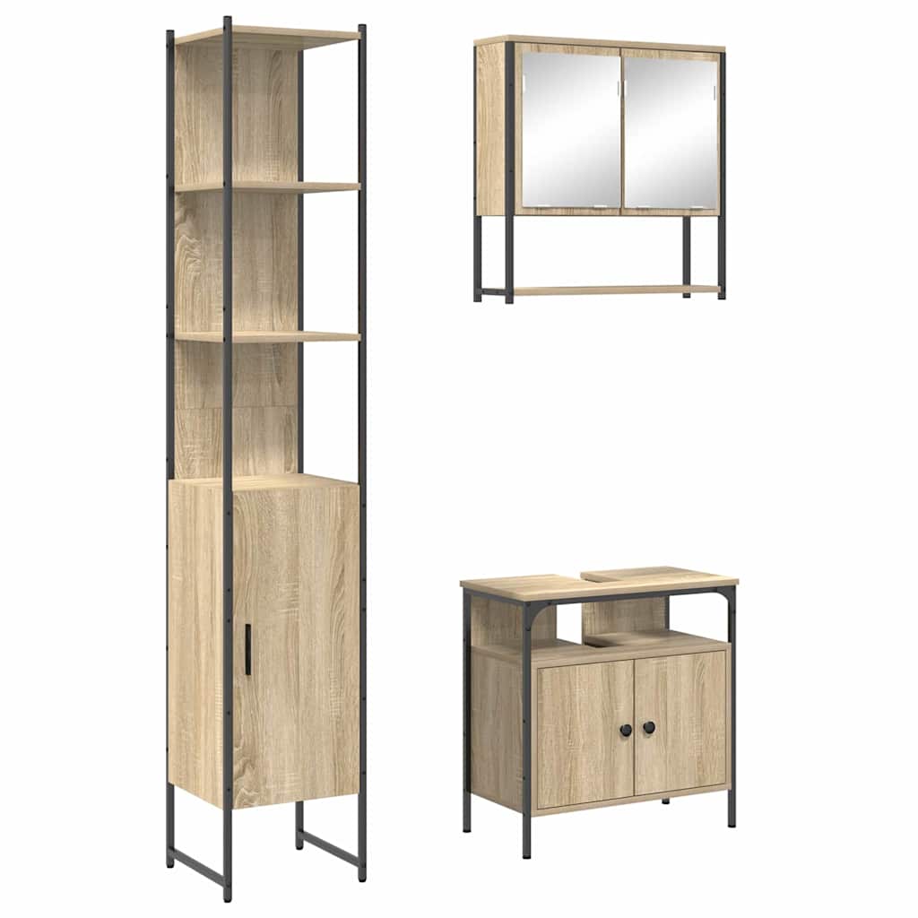 Bathroom Furniture Set 3 pcs Sonoma oak 33 x 33 x 185.5 cm