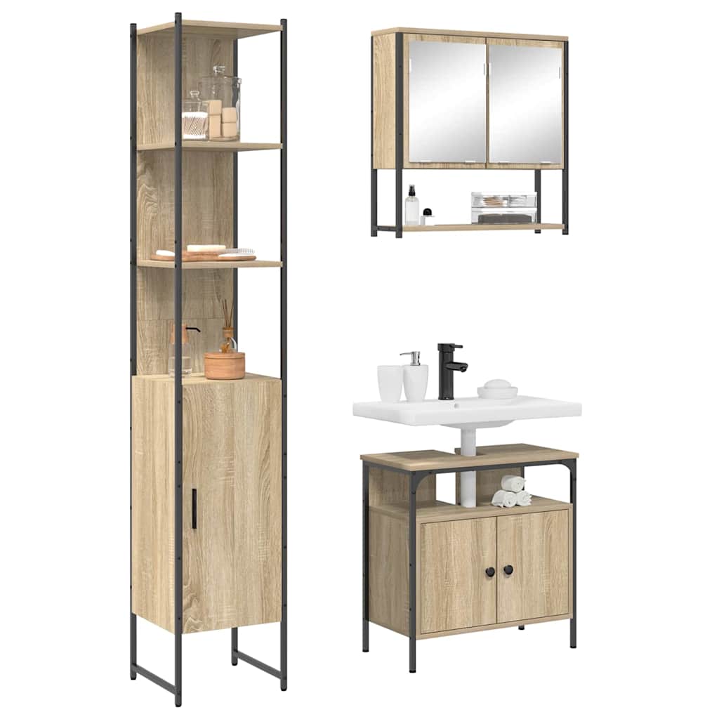 Bathroom Furniture Set 3 pcs Sonoma oak 33 x 33 x 185.5 cm
