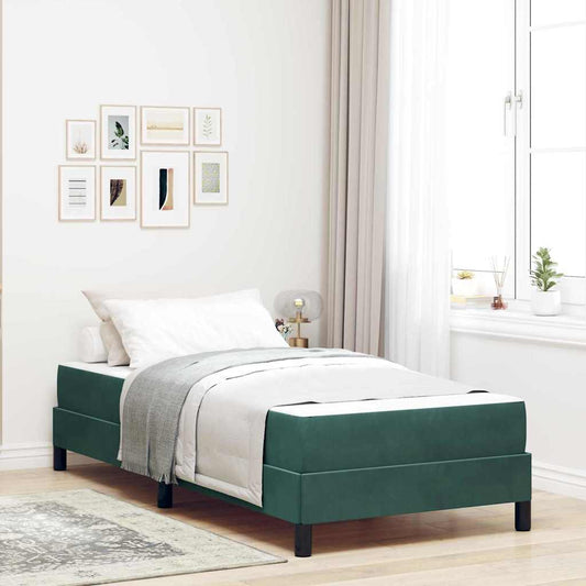 Box Spring Bed with Mattress Dark Green 80 x 220 cm Velvet