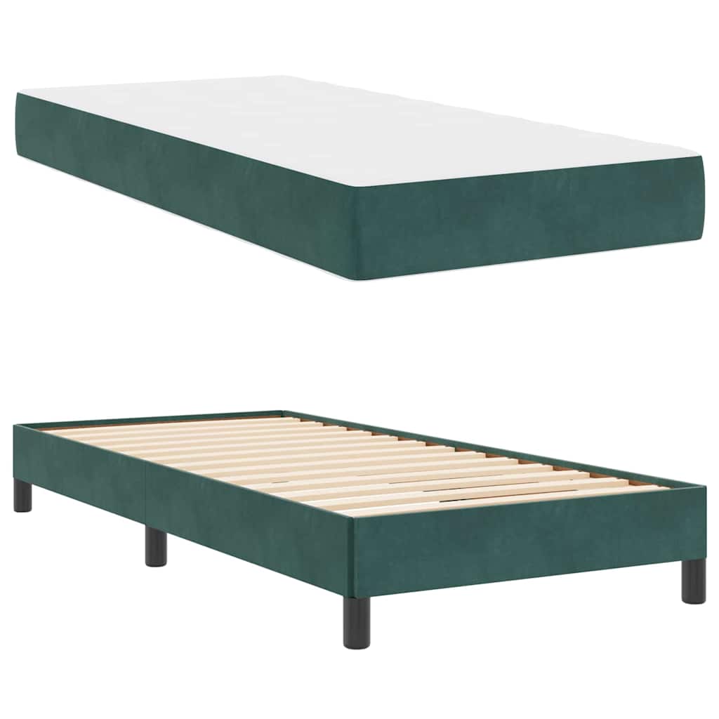 Box Spring Bed with Mattress Dark Green 80 x 220 cm Velvet