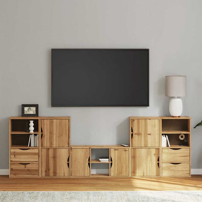 5 Piece TV Units with Storage ODDA Solid Wood Pine