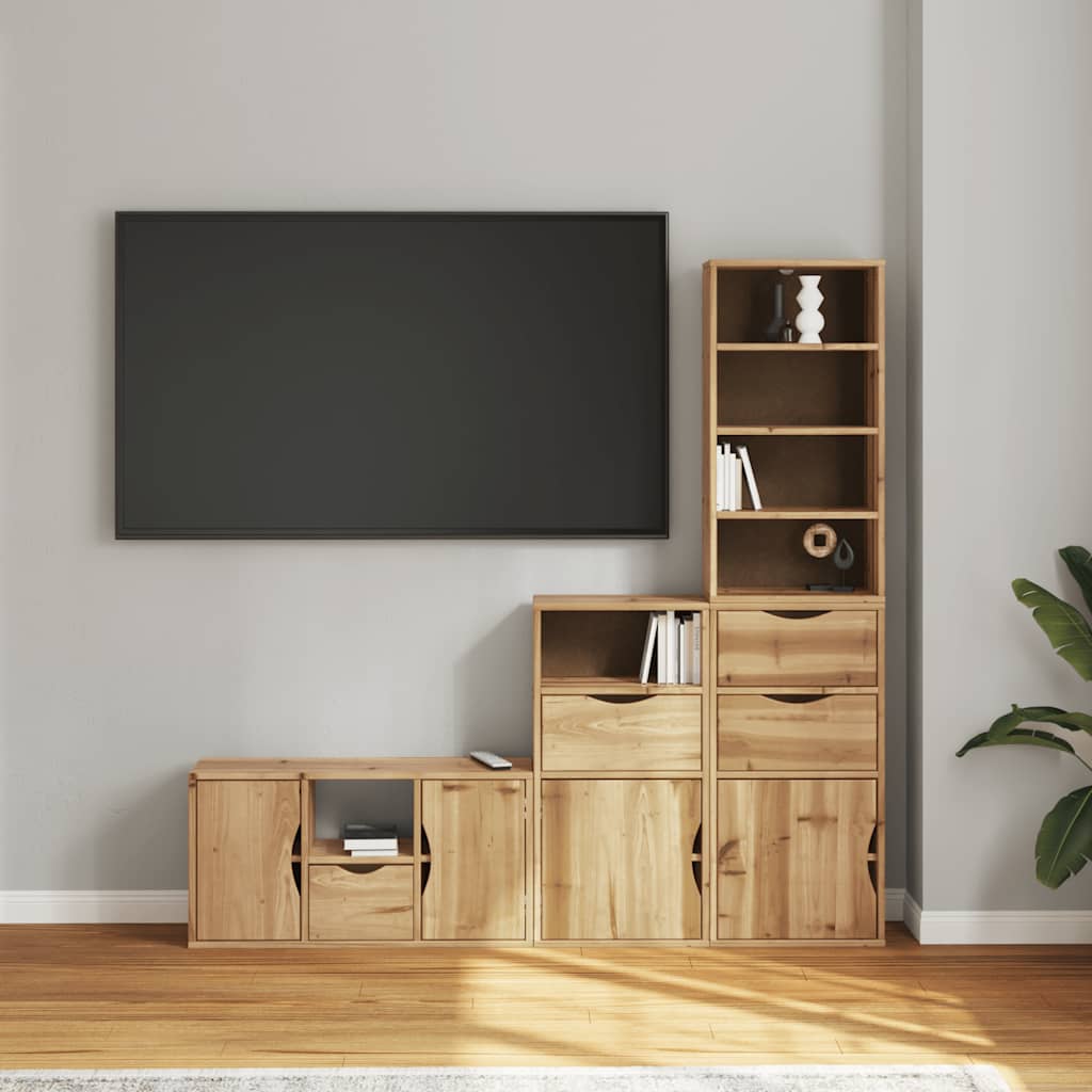 4 Piece TV Units with Storage ODDA Solid Wood Pine