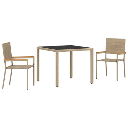 Garden Dining Set 3 pcs Beige 90 x 90 x 75 cm Poly Rattan