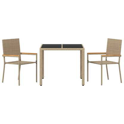 Garden Dining Set 3 pcs Beige 90 x 90 x 75 cm Poly Rattan
