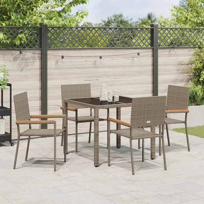 Garden Dining Set 5 pcs Grey 90 x 90 x 75 cm Poly Rattan