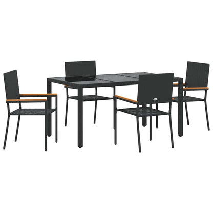 Garden Dining Set 5 pcs Black 150 x 90 x 75 cm Poly Rattan