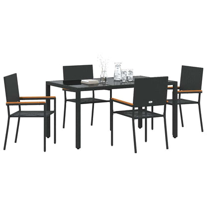 Garden Dining Set 5 pcs Black 150 x 90 x 75 cm Poly Rattan