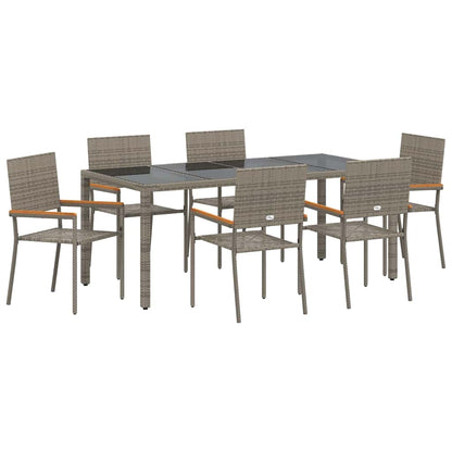 Garden Dining Set 7 pcs Grey 190 x 90 x 75 cm Poly Rattan