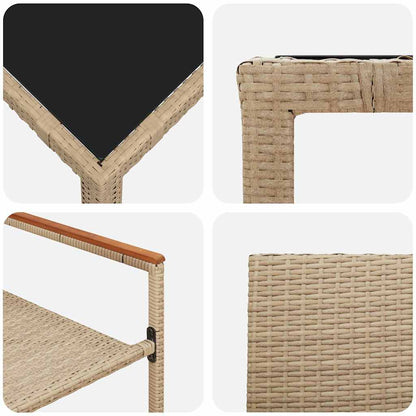Garden Dining Set 7 pcs Beige and Black 190 x 90 x 75 cm