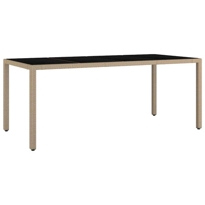 Garden Dining Set 7 pcs Beige and Black 190 x 90 x 75 cm