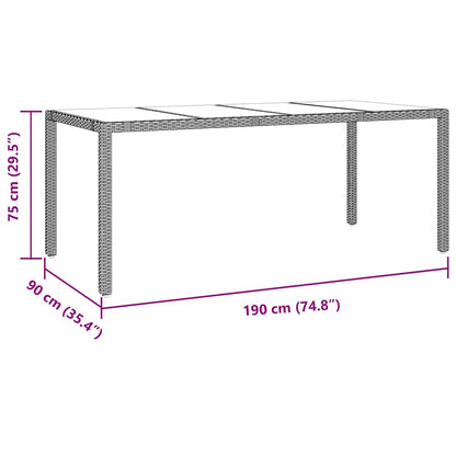Garden Dining Set 7 pcs Beige and Black 190 x 90 x 75 cm