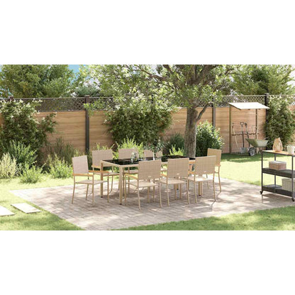 Garden Dining Set 9 pcs Beige 190 x 90 x 75 cm Poly Rattan