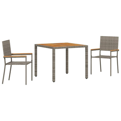 Garden Dining Set 3 pcs Grey 90 x 90 x 75 cm Poly Rattan