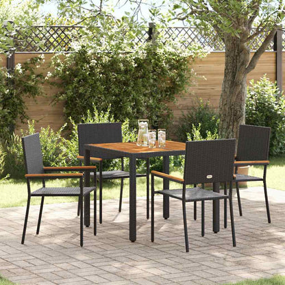 Garden Dining Set 5 pcs Black and Brown 90 x 90 x 75 cm