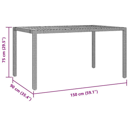 Garden Dining Set 7 pcs Black and Wood 150 x 90 x 75 cm