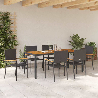 Garden Dining Set 7 pcs Black 190 x 90 x 75 cm Poly Rattan