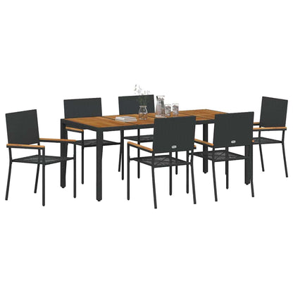 Garden Dining Set 7 pcs Black 190 x 90 x 75 cm Poly Rattan