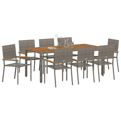 Garden Dining Set 9 pcs Grey 190 x 90 x 75 cm Poly Rattan