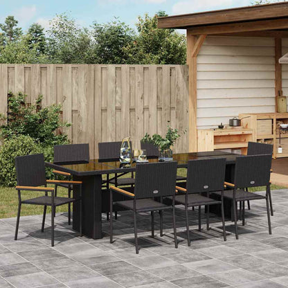Garden Dining Set 9 pcs Black Poly rattan