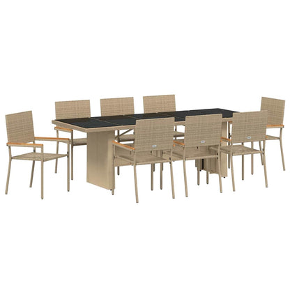 Garden Dining Set 9 pcs Beige Poly rattan