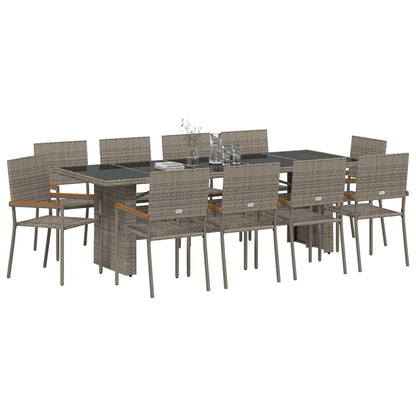 Garden Dining Set 11 pcs Grey Poly rattan