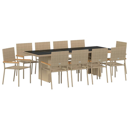 Garden Dining Set 11 pcs Beige Poly rattan