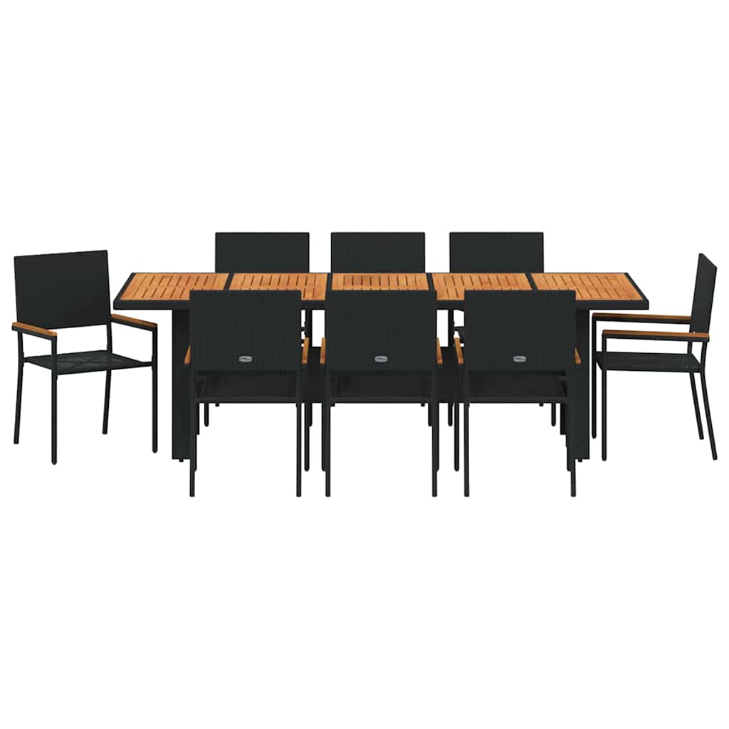 Garden Dining Set 9 pcs Black Poly rattan
