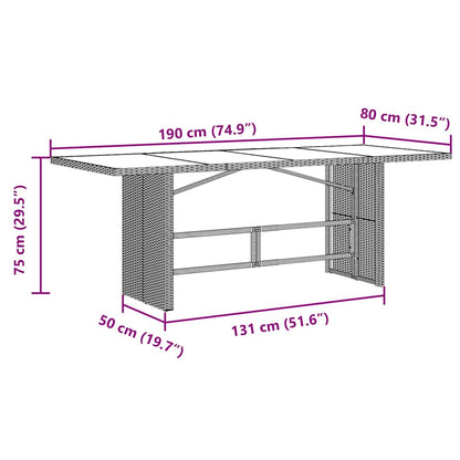 Garden Dining Set 7 pcs Black 190 x 80 x 75 cm Poly Rattan