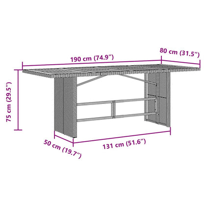 Garden Dining Set 7 pcs Black and Brown 190 x 80 x 75 cm