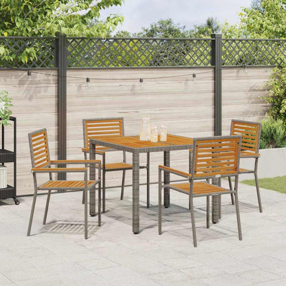 Garden Dining Set 5 pcs Grey 90 x 90 x 75 cm Poly Rattan