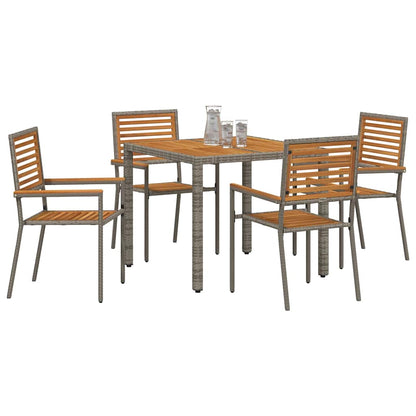 Garden Dining Set 5 pcs Grey 90 x 90 x 75 cm Poly Rattan